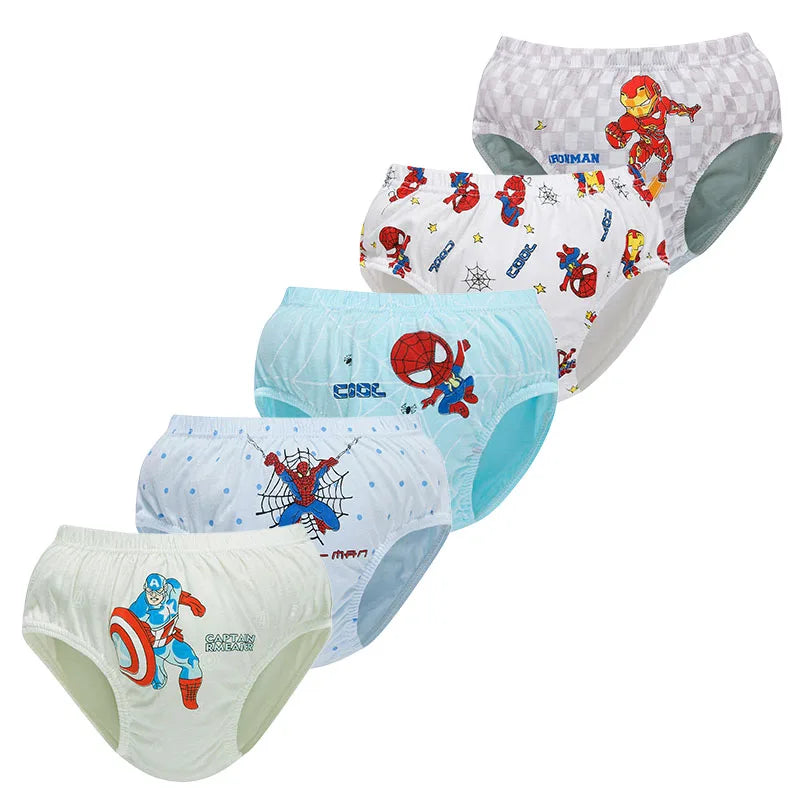 Exquisite Boxed 5-Piece Boys Underwear Soft Breathable Cotton Children Boys Briefs Spider-Man Cartoon Kids Triangle Knickers