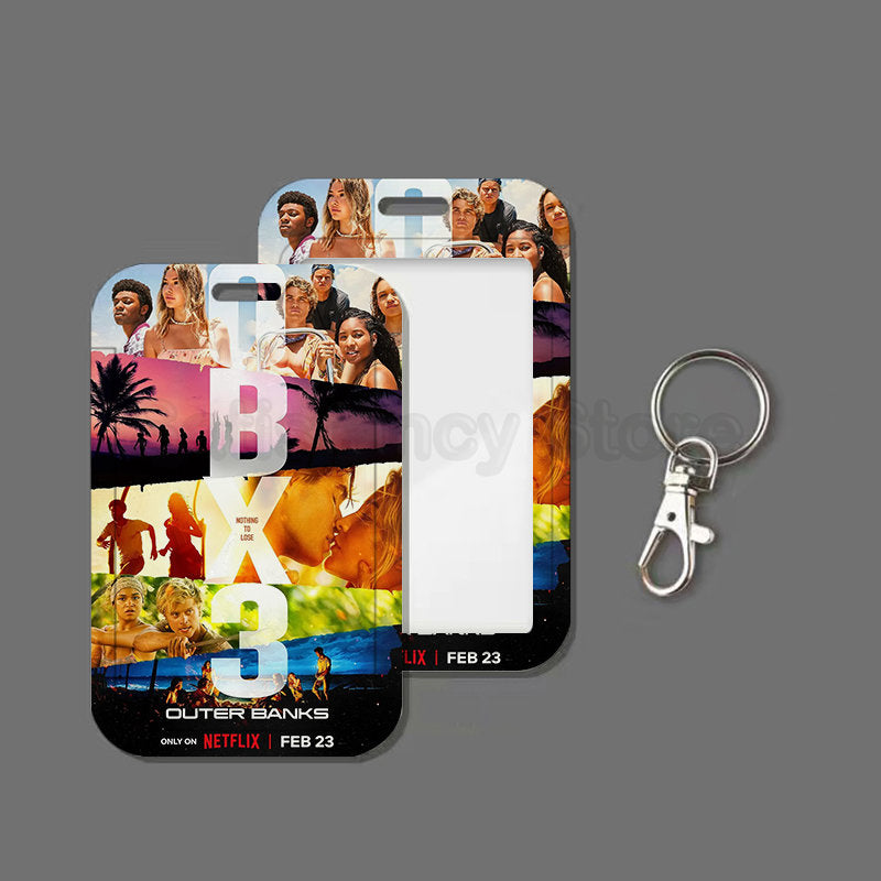 TV Show Outer Banks DBX3 Keychain Card Holder Keychains Badge Business Credit Card Holders Bank Bus ID Cards Cover Case Keychain