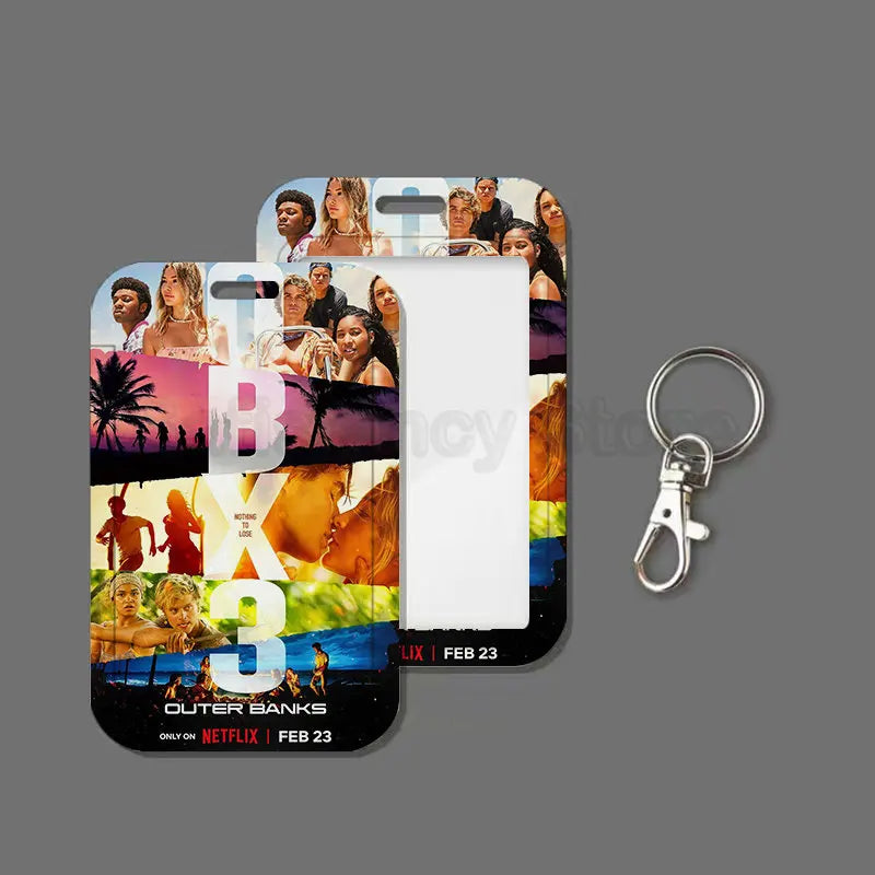 TV Show Outer Banks DBX3 Keychain Card Holder Keychains Badge Business Credit Card Holders Bank Bus ID Cards Cover Case Keychain