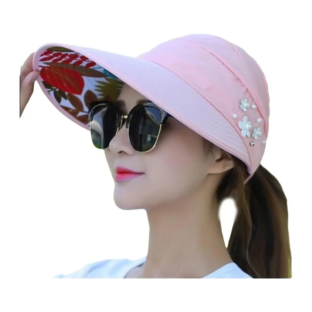 Fashion Women's Ladies Summer Vacation Wide Brim Foldable Sun Hat Anti-UV Beach Visor Caps Casual Hats