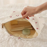 Portable Makeup Bag Winter Cute Cherry Makeup Bag Corduroy Cosmetic Bag Corduroy For Everyday Use Makeup Travel