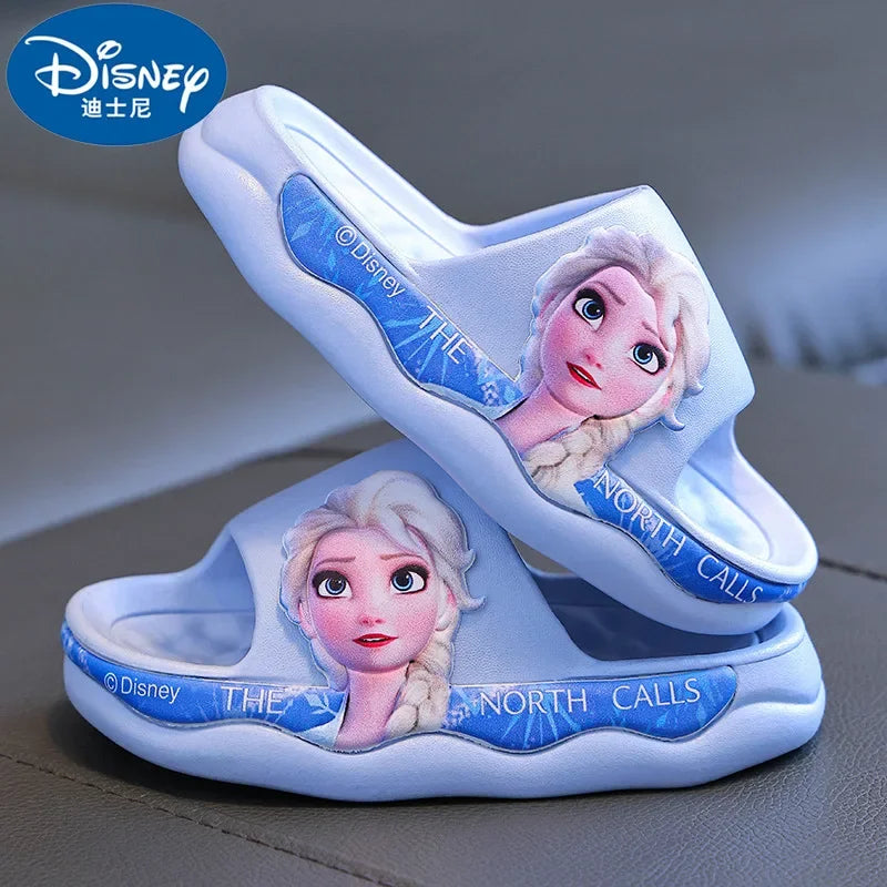 Disney Frozen Princess Elsa Children's Slippers Summer Girl's Cute Cartoon Non-slip Soft Sole Indoor Bathing Sandals