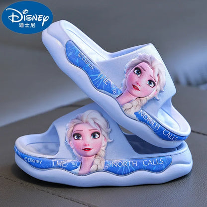 Sandalias y pantuflas de baño para interior con suela suave antideslizante de dibujos animados de la princesa Elsa de Disney Frozen para niña de verano