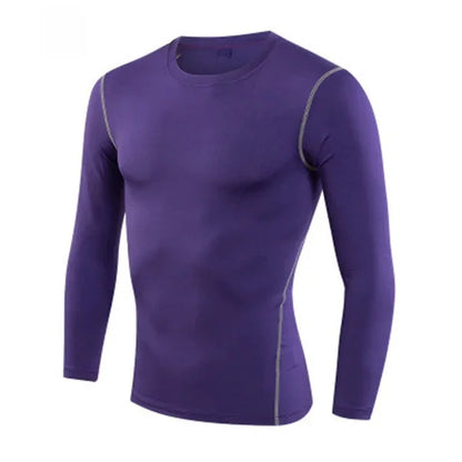 Camiseta de compresión de manga larga para fitness, para fútbol, ​​baloncesto, running, capa base, secado rápido, absorbente del sudor, ajustada. 