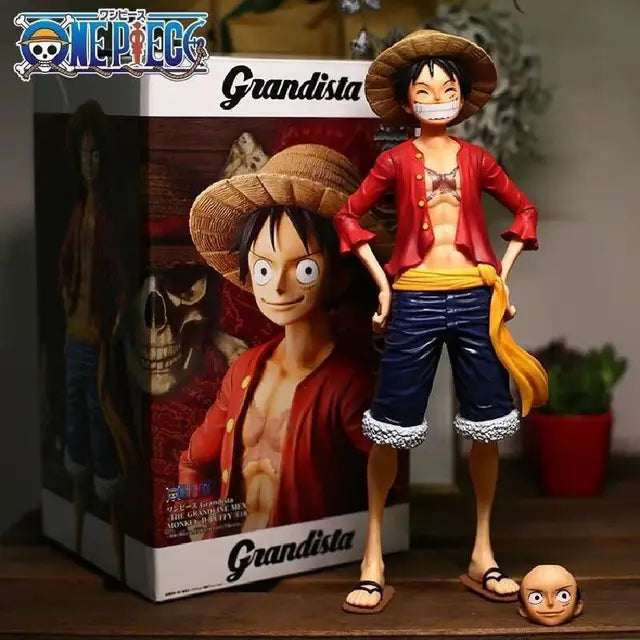One piece anime figure, 28cm, uma peça, sorriso, rosto, luffy, rosto, boneca, estatueta de ação, modelo, brinquedos kits