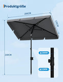 UPF 50 + Rectangular Patio Umbrella 200x125cm with Stand Height Adjustable Windproof Outdoor Sun Shade Parasol for Garden Beach