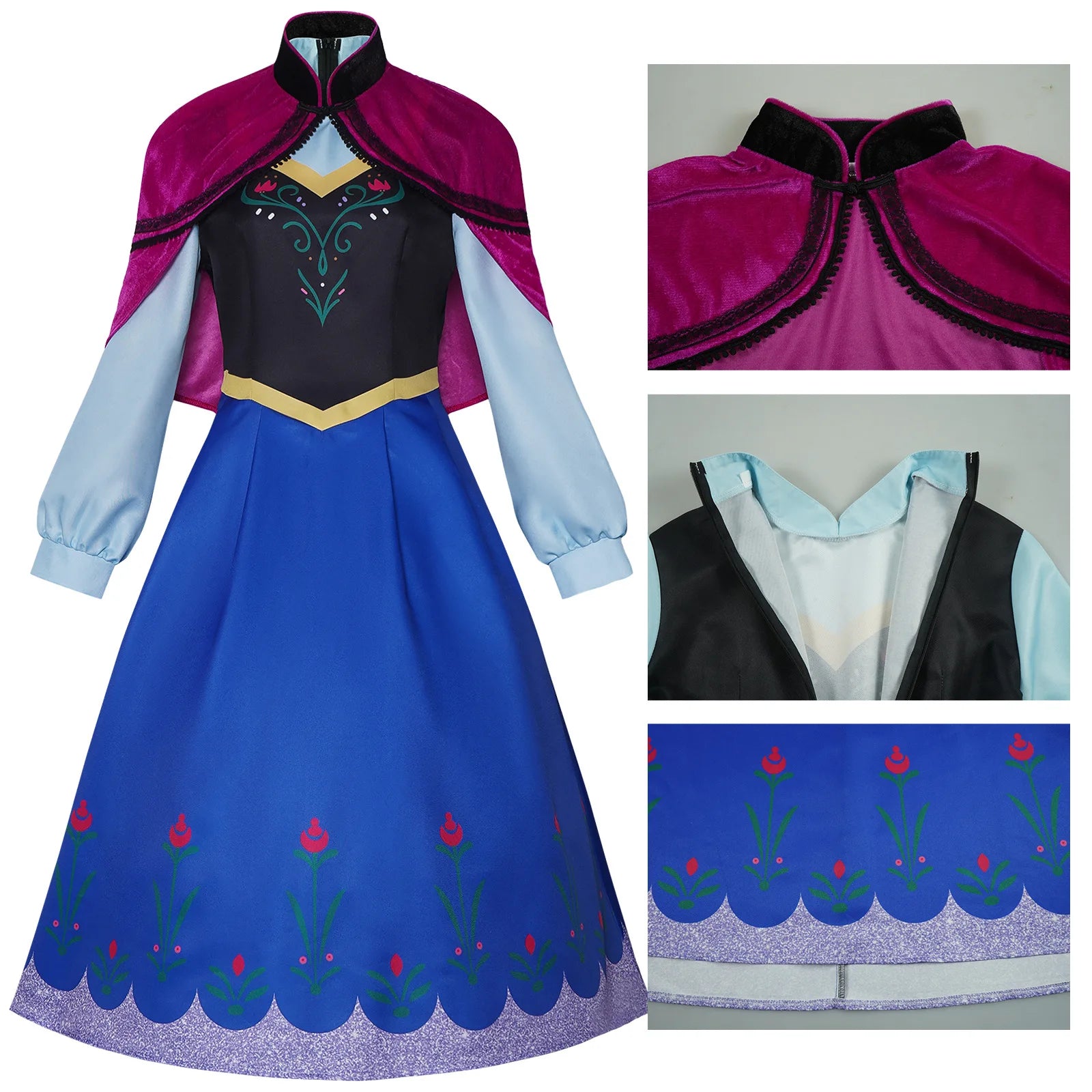 Movie Princess Rapunzel Dress Cosplay Costume Anna Dresses Outfit Suit Halloween Carnival Costume For Adult Women Girls