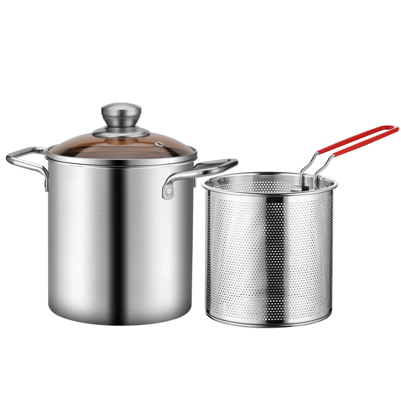 Deep Frying Pot Stainless Steel Fryer Pan Fry Pot with Basket and Lid Food Grade Deep Fryer Chicken Fried Chicken Cooking Tools