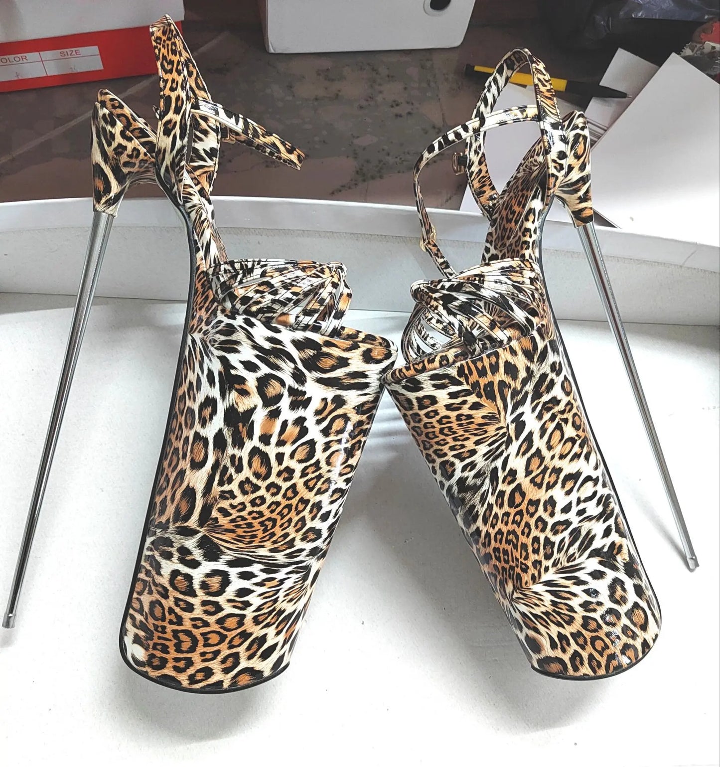 New Super High Thin Heels 30 Cm Steel Heels Large Size Women's Sandals Suede Black Buckle Sky-high Sexy Shoes platform sandals