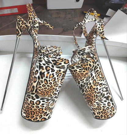 New Super High Thin Heels 30 Cm Steel Heels Large Size Women's Sandals Suede Black Buckle Sky-high Sexy Shoes platform sandals