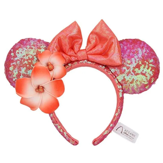 Disney grandes arcos sereia princesa minnie orelhas bandana lantejoulas arcos orelhas traje bandana cosplay de pelúcia adulto/crianças bandana presente