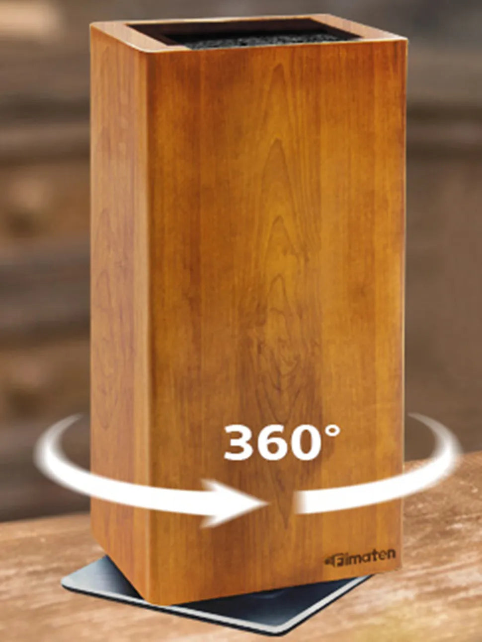 Magnetic Rotating Wood Knife Holder  360° Rotatable Knife Block For  Kitchen Knives Storage With Anti Slip Pad Wood Knife Board