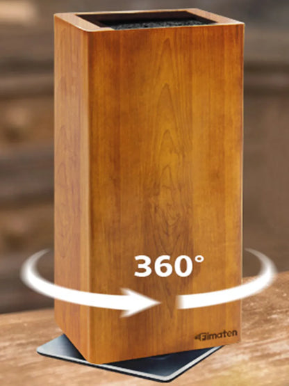 Magnetic Rotating Wood Knife Holder  360° Rotatable Knife Block For  Kitchen Knives Storage With Anti Slip Pad Wood Knife Board