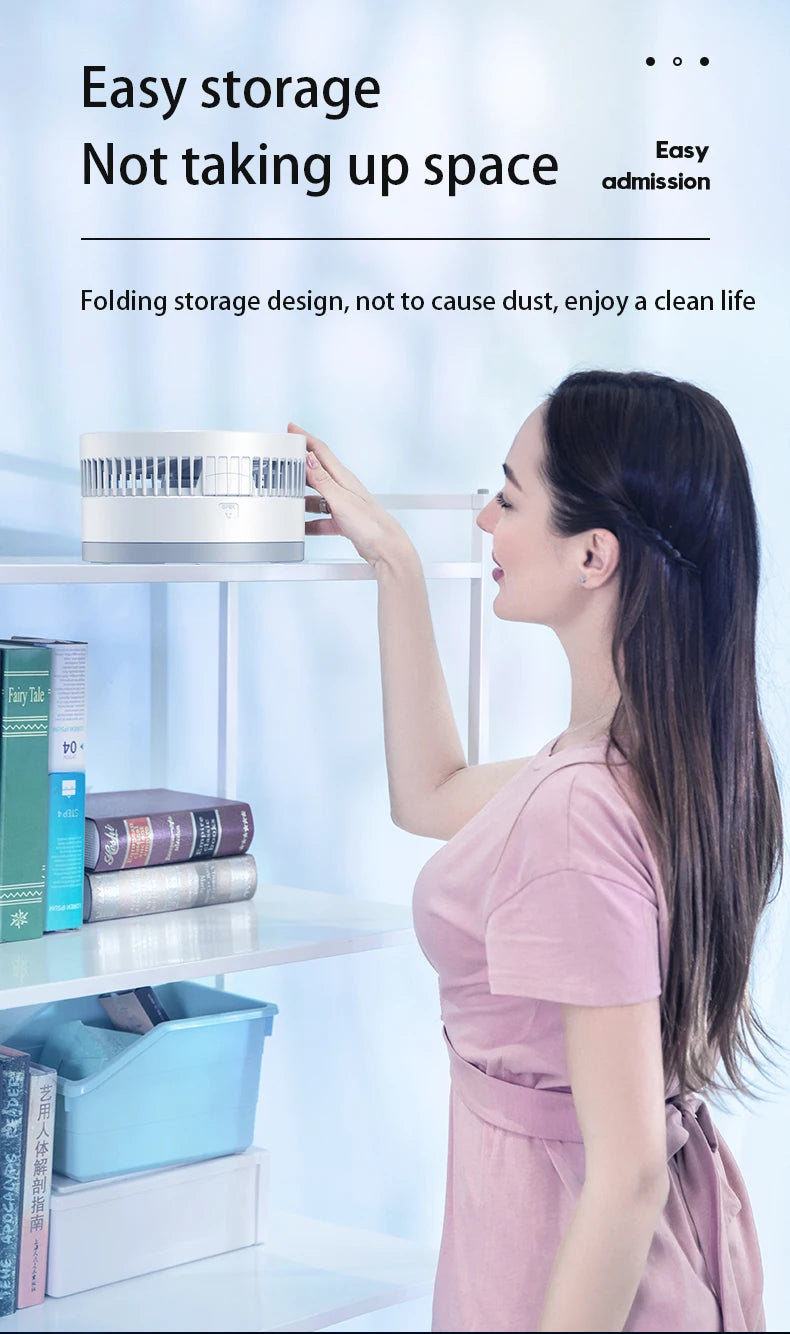 P10 10800mAh Folding Portable Fan USB Remote Control Air Cooler Silent Rechargeable Wireless Floor Standing Fan for Camping Desk