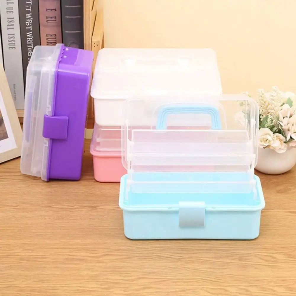 2/3 Layers Large Capacity Storage Box Foldable Multifunctional Plastic Portable Makeup Hairpin Organizer Nail Art Jewelry Box