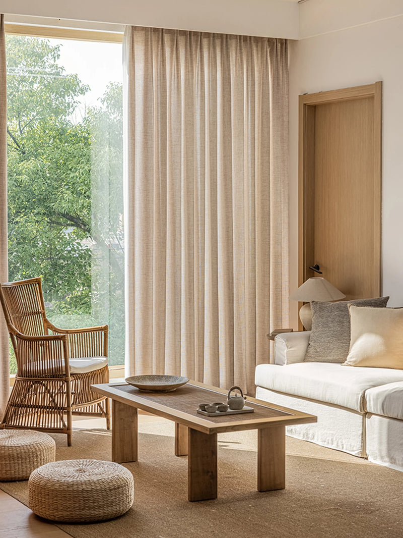 Factory Supply Natural Linen Japanese Koreanstyle Curtain  LivingRoom Bedroom Transparent Finished Gauze Sheer Drape Home Window