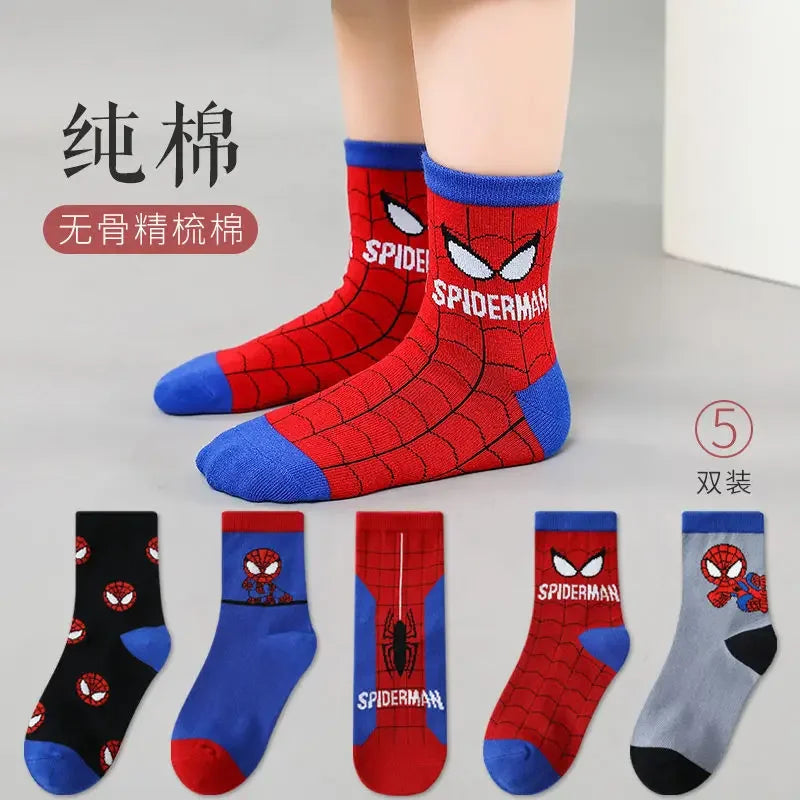 Disney Socks Kids Baby Socks Spiderman Cartoon Anime Hero Cotton Boys Tube Sock Children Autumn Winter Kids Socks Random 1pairs