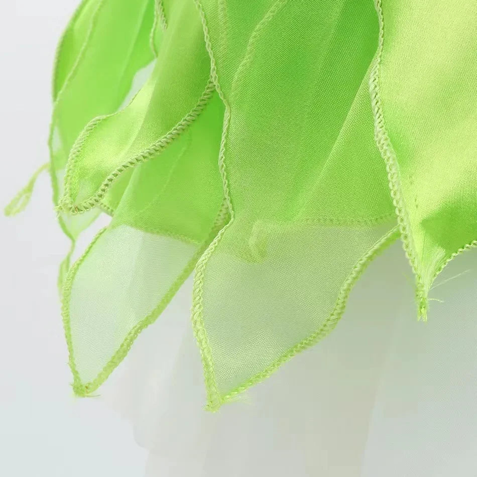 Girls Disney Party Dresses Fairy Tiana Costume for Girl Tinkerbell Children Clothing Princess Elf Birthday Ball Gown Wing Dresse