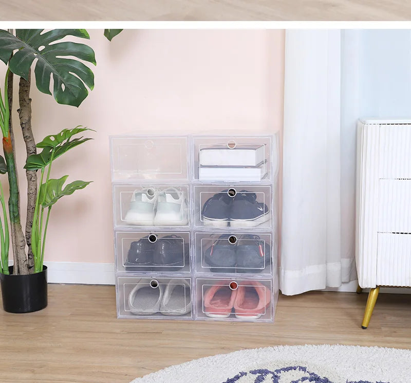 6pcs/set Antioxidant shoe cabinet High Transparent slippers sneakers storage shoes box dustproof shoe organizer box