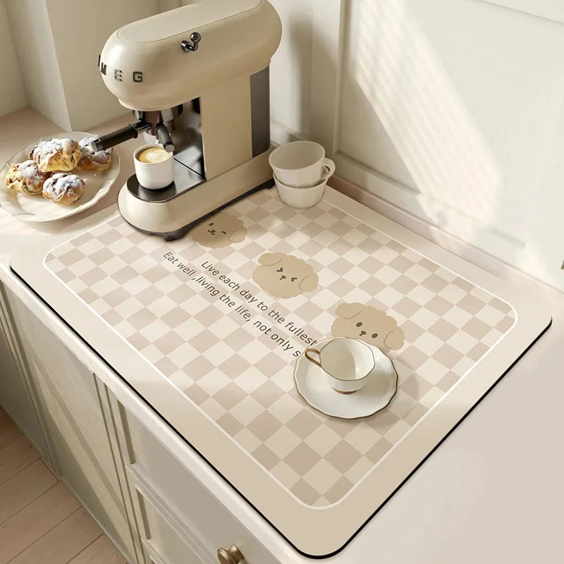 Super antiderrapante grande cozinha absorvente drenagem esteira super absorvente drenagem prato de café secagem rápida banheiro drenagem almofada