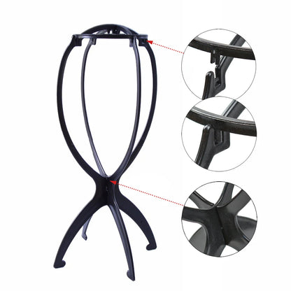 Nunify suporte de peruca de plástico portátil suporte de cabeça de peruca preto rosa suporte de pendurar durável ferramentas de exibição de cabelo acessórios de peruca