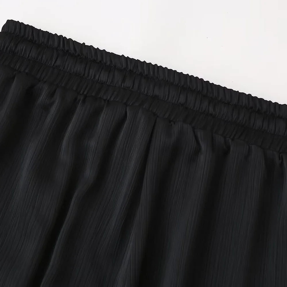 Conjunto de chaqueta y pantalón de traje cruzado con efecto arrugado para mujer, primavera y verano 2024, estilo europeo y americano