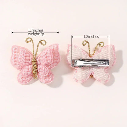 4Pcs/set Cute Baby Girls Knitting Headwear Handmade Crochet Butterfly Alloy Hairs Clips Kids Hairpins Fashion Desgin Headwear