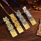 1 pc Vintage Painting Metal Bookmark Hollow Bookmark With Long Tassel For Book Club Readers Friends Teachers Students