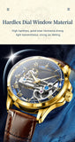 CAREKISO Fashion Men's Watches Original Mechanical Leather Men Clock Waterproof Hollow Tourbillon Automatic Man Watch Reloj Male