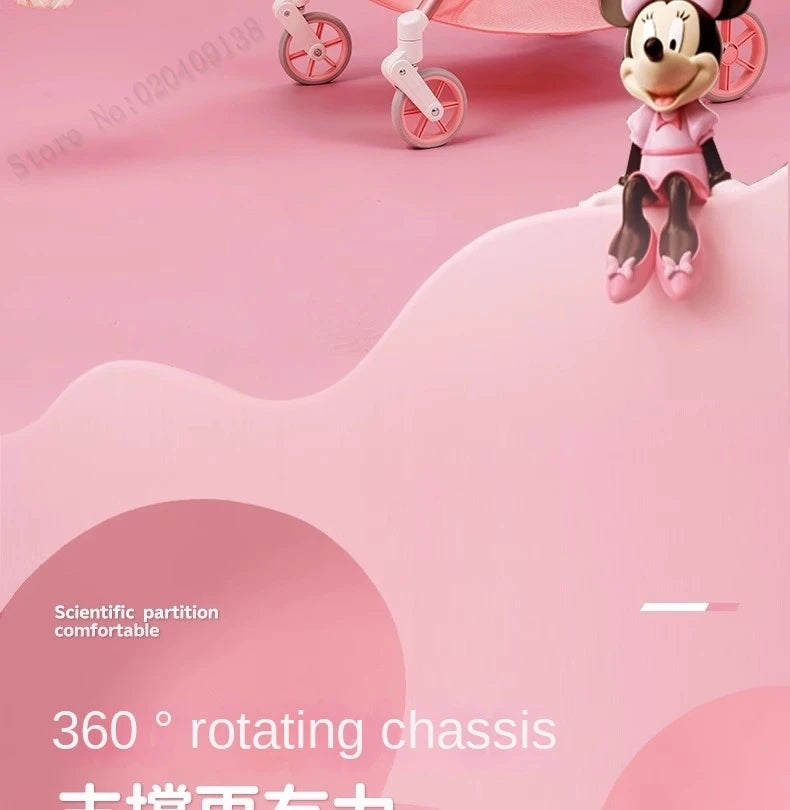 Pink Newborn Stroller can sit or lie down 0-6 years old Children Lightweight Folding Boardable Travel 360 ° Steering Stroller