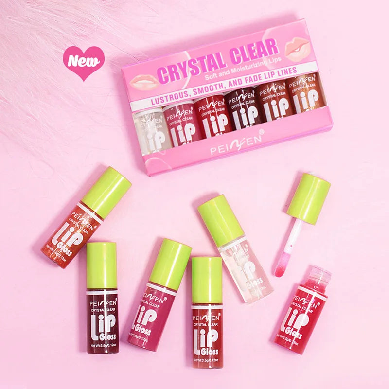 Juego de 6 paquetes de brillo de labios hidratante duradero pudín brillo de labios hidratante resistente al agua brillo de labios maquillaje cosméticos para labios
