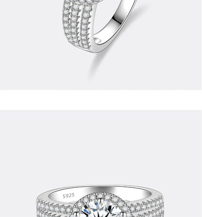 PERFANY 2/3CT Moissanite Ring for Women S925 Pure Silver Plated 18K White Gold Diamond Wedding Ring Luxurious Wedding Jewelry