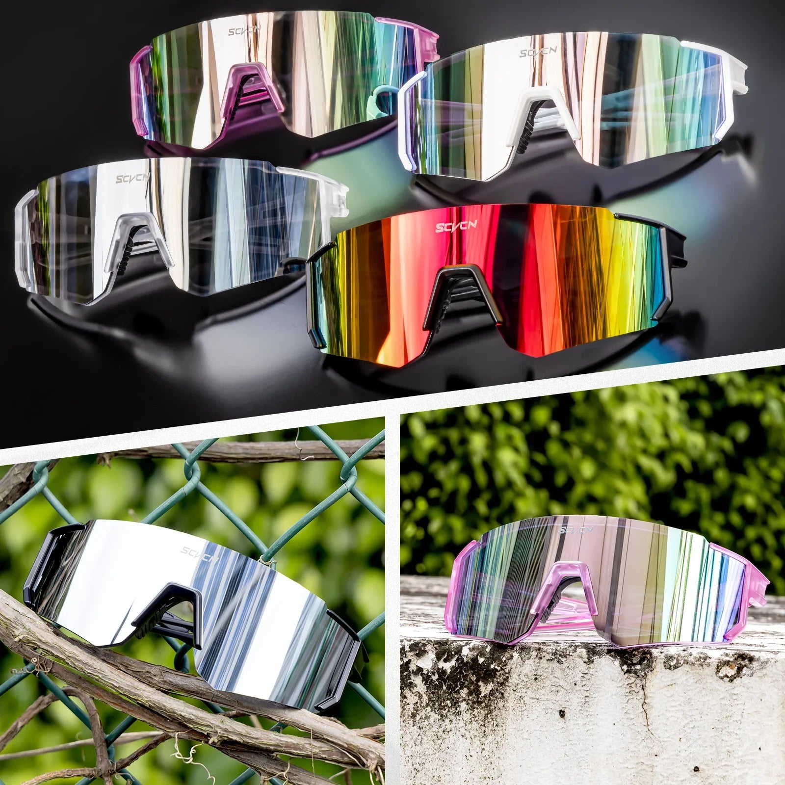 SCVCN Snow Sunglasses Hiking Eyewear Outdoor Cycling for Women Men MTB Bike Glasses Sports Mountain Cycling UV400 Skiing Goggles