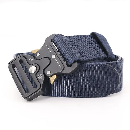 3.8X125cm - Belt Quick Release Outdoor  Metal Belt Soft Real Nylon Sports Accessories Men And Women Black Belt