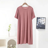 Vestido suelto de manga corta para mujer, de verano, color liso, tallas grandes XL-8XL 