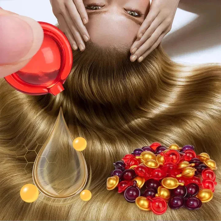 Cápsula de vitaminas para el cabello Aceite de queratina Restauración rápida Cuidado del cabello suave y brillante Nutrir Reparar el cabello dañado Tratamiento para la división Producto