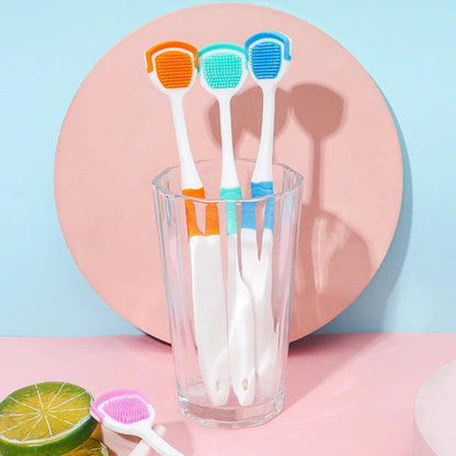 1/4pcs Tongue Cleaners Adult Kids Reusable Silicone Tongue Scraper Brush Washable Tongue Cleaning Tool Fresh Breath Oral Hygiene