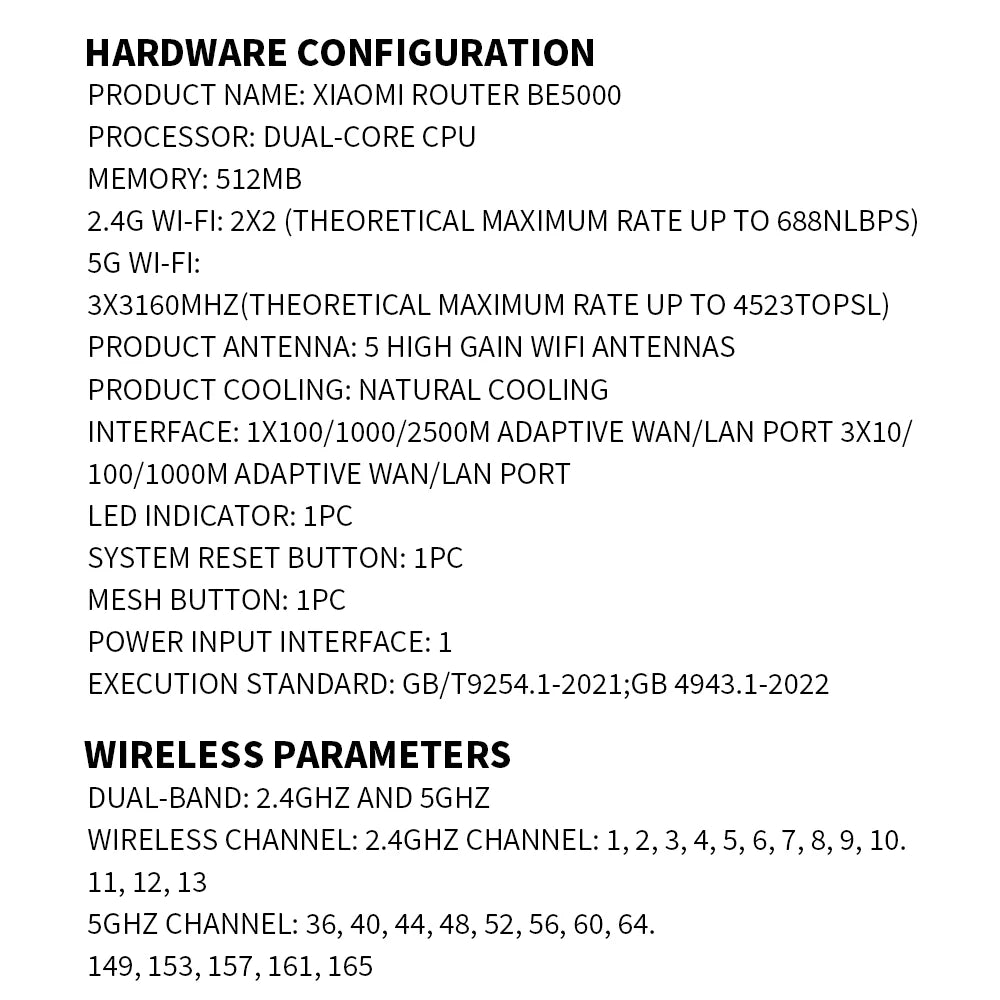 Nuevo enrutador Xiaomi BE5000 Wi-Fi 7 de 2,4/5 GHz, malla de doble frecuencia, puerto de red de alta velocidad de 2,5 G, amplificador de señal IPTV OFDMA Mi Home