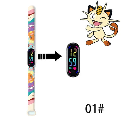 Pokemon Pikachu Dragon Ball Z Sport Casual Watches Led Silicone Watch Color Lovely Digital Children Wristwatch Clock Gift Toys