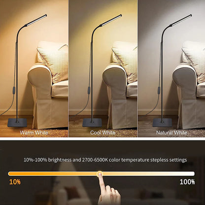 Lâmpada de assoalho led para sala estar ajustável pescoço ganso suporte luz regulável interior quarto em pé luz leitura decoração escritório