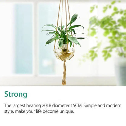 1pcs Braided Rope Hanging Basket  Flower Pot Straw Macrame Net Hanger Garden Holder Craft Plant Balcony Decor Accessories