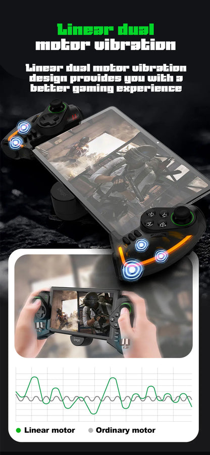 Mando Bluetooth Ipega PG-9777S para Nintendo Switch, Android, iOS, iPad y PC con luz RGB, vibración lineal y control extensible.