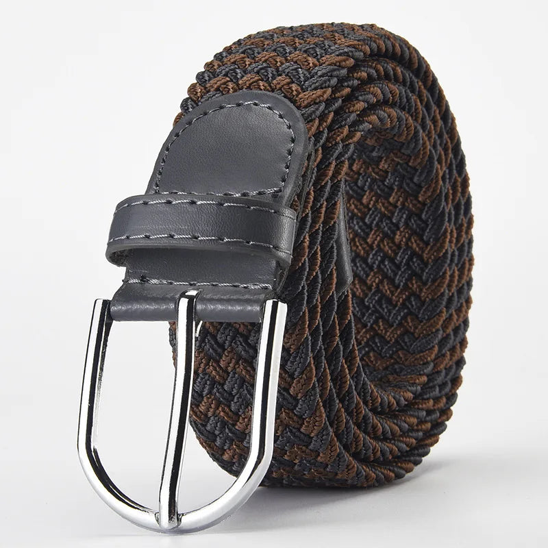 Elastic Nylon Unisex Casual Knitted Pin Buckle Jeans Belt Woven Canvas Elastic Expandable Stretch Waistband for Women Men Girdle