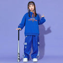 Boys Hip Hop Pullover Street Dance Cargo Pants Girls High Collar Sweatshirt Outfits Kids Jazz Sport Clothes Set Child Streetwear