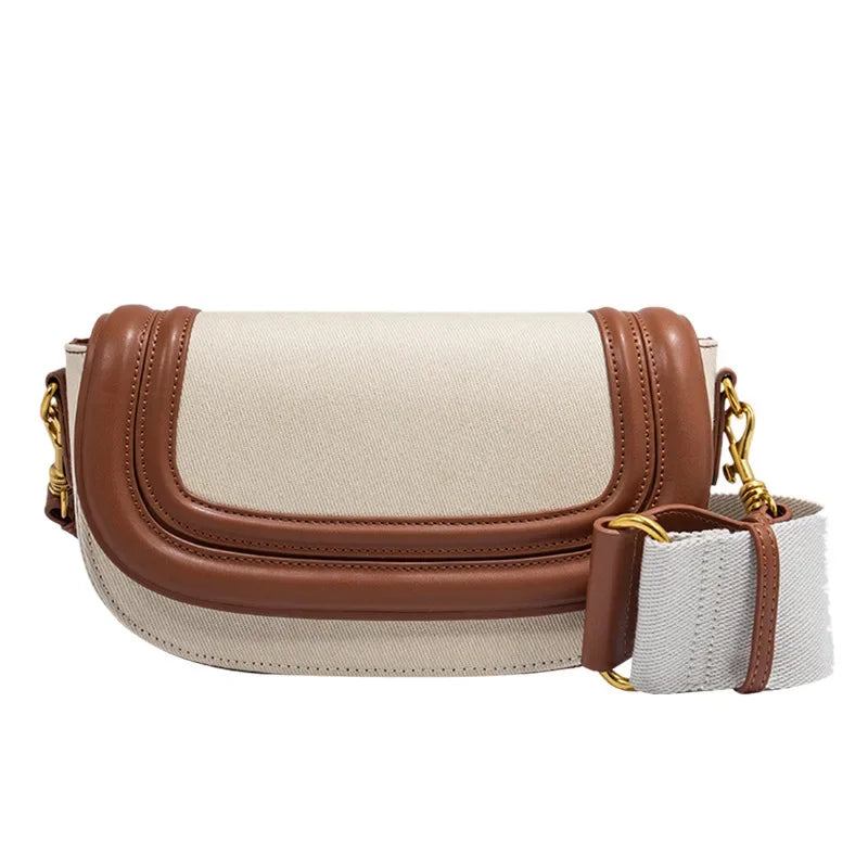 Fashionable Versatile Women's Crossbody Bag 2024 New Color Blocking Canvas Single Shoulder Sling Bag Motorcycle Equipment Access