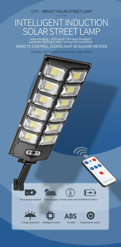 7700LM Solar Led Light Outdoor Most Powerful Outdor Solar Lamp 720 LED 3Mode Remote Control Waterproof Light Garden Street Lamp