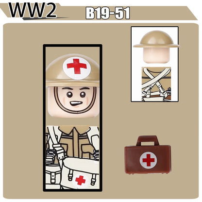 WW2 Military Soldier Figures Building Blocks Soviet British Army German Camouflage Warrior Infantry Accessories Bricks Toys Gift