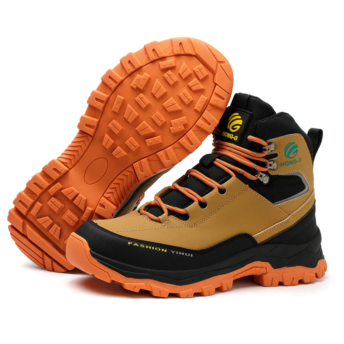 Rotary Buckle Men's Work Boots Safety Steel Toe Indestructible Shoes Anti-smash Puncture-Proof Work Shoes 38-47