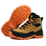 Rotary Buckle Men's Work Boots Safety Steel Toe Indestructible Shoes Anti-smash Puncture-Proof Work Shoes 38-47