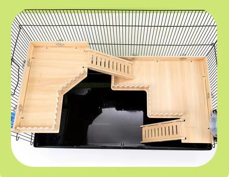 Practical Hamster Toy Thickened Entertainment Smooth Hamster Double Layer Wooden Climbing Platform with Ladder